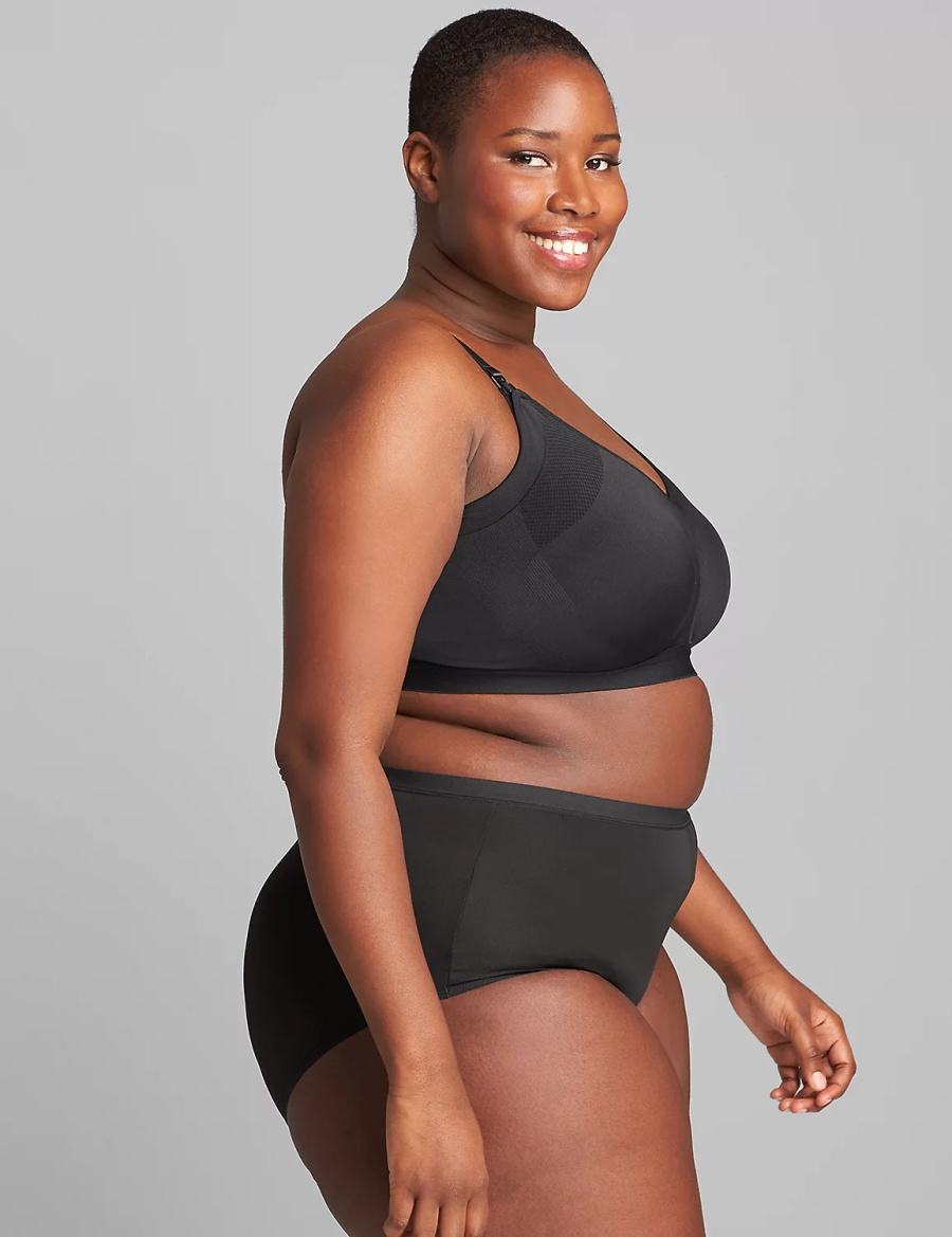 Women Lane Bryant Seamless Lightly Lined Nursing Bralettes Black | MWU9744RO