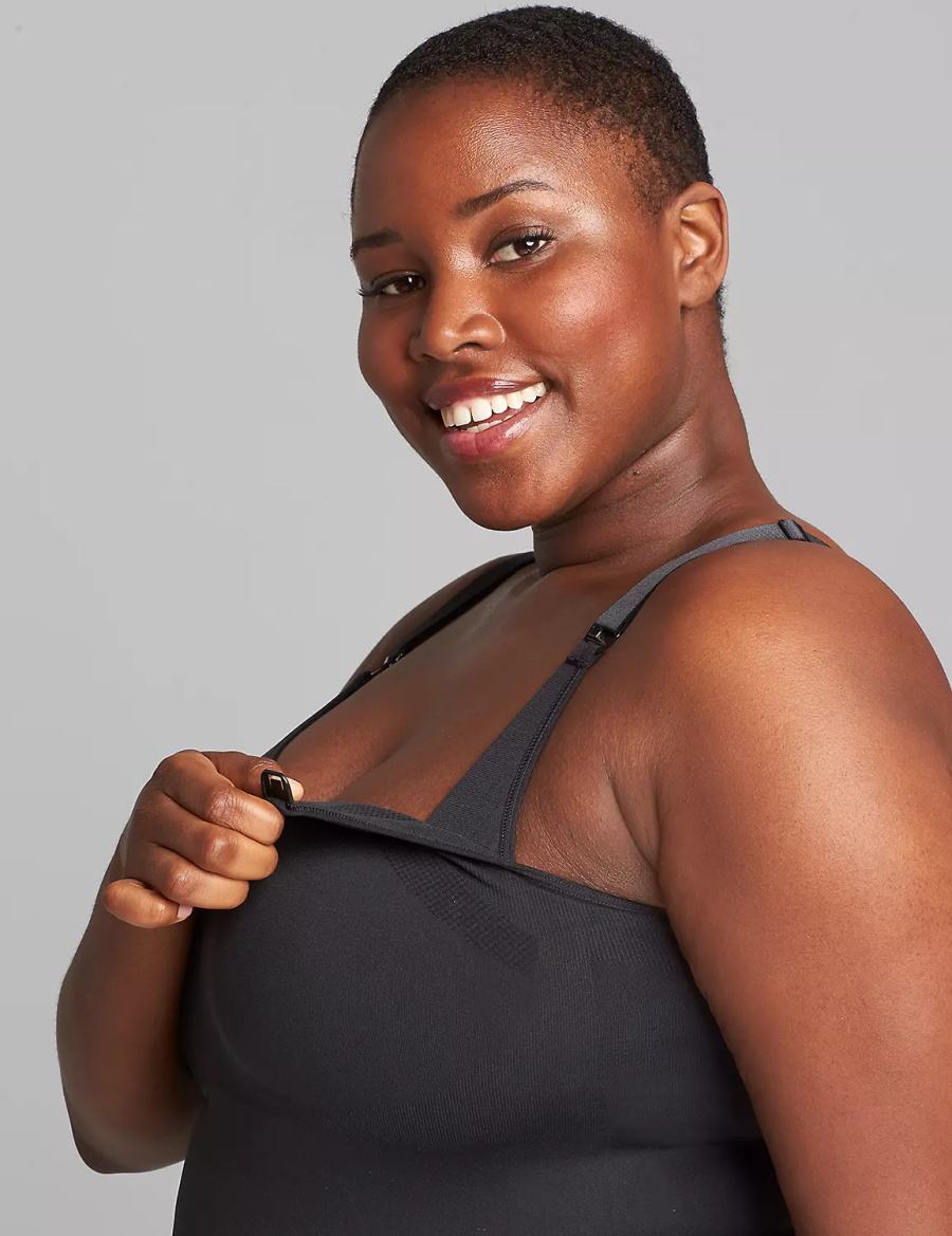 Women Lane Bryant Seamless Nursing Cami Bralettes Black | NWI8056BG