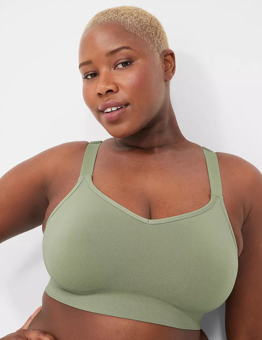 Women Lane Bryant Seamless Strappy-Back Bralettes Green | FQW8457AO