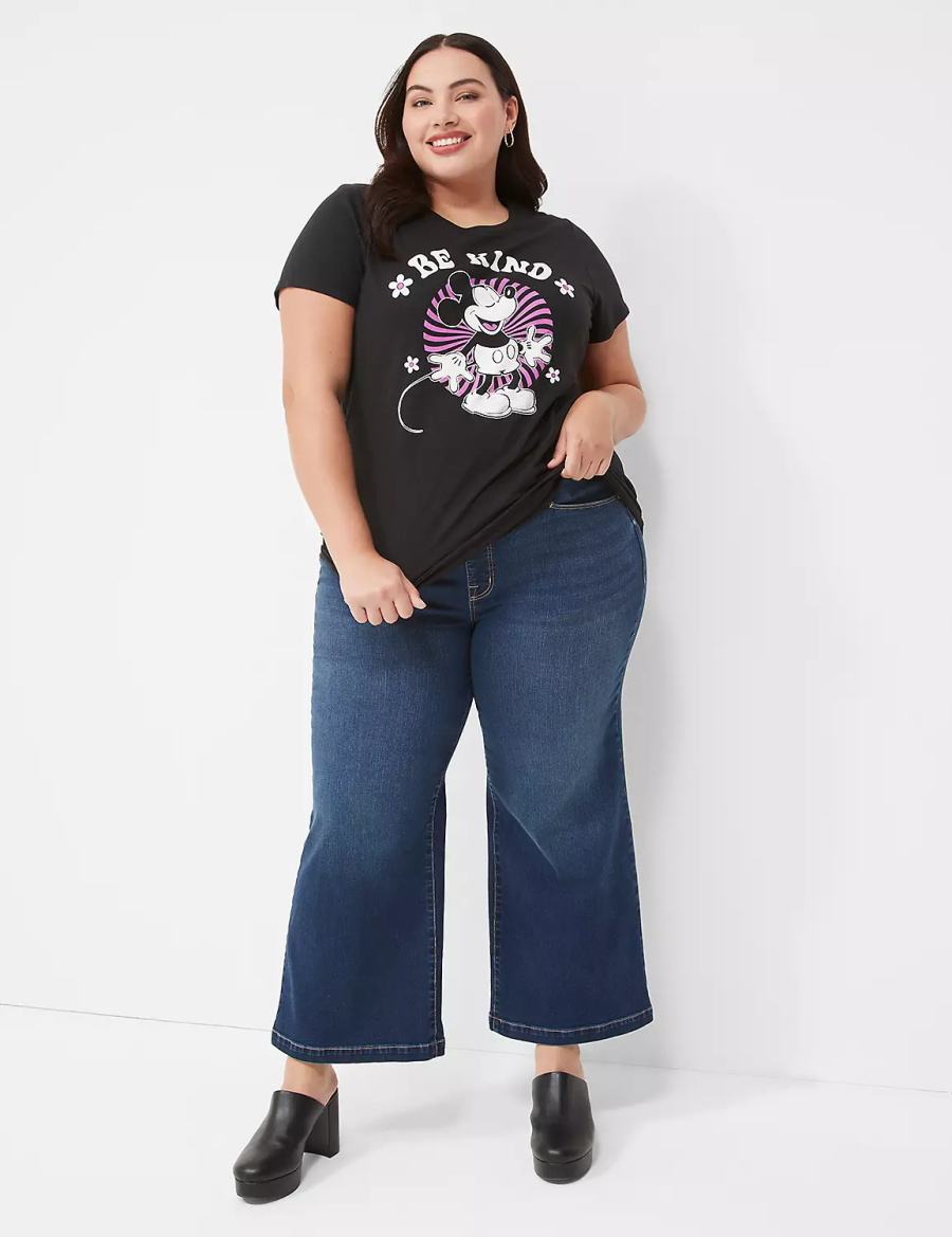 Women Lane Bryant Seven7 Pull-On Weekender Cropped With Embellished Pockets Jeans Dark Blue | DCF1430EQ