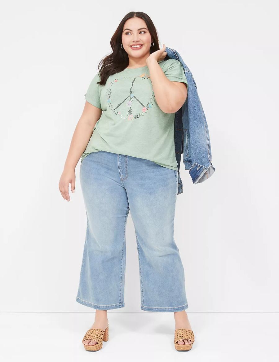 Women Lane Bryant Seven7 Pull-On Weekender Cropped Jeans Blue | BDC2841RW