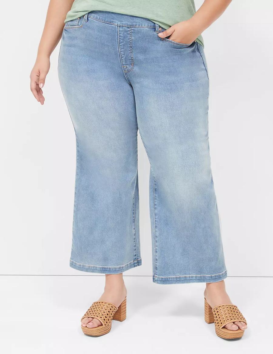 Women Lane Bryant Seven7 Pull-On Weekender Cropped Jeans Blue | BDC2841RW