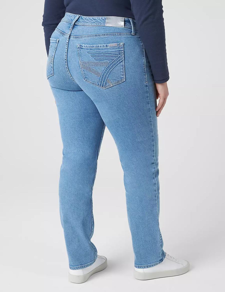 Women Lane Bryant Seven7 Straight With Back Pocket Embroidery Jeans Light Blue | WYL514OT