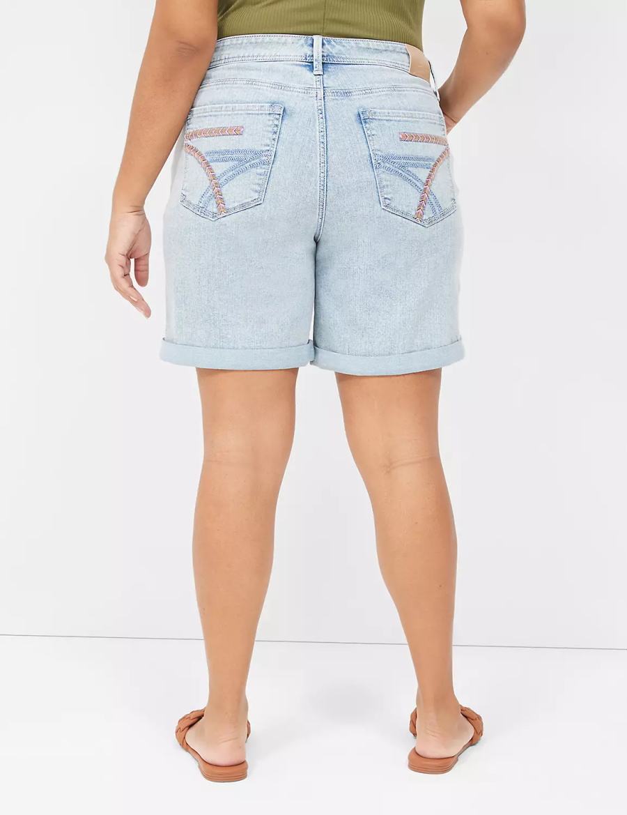 Women Lane Bryant Seven7 Weekender Jean With Colorful Stitching Shorts Blue | MPU334XZ