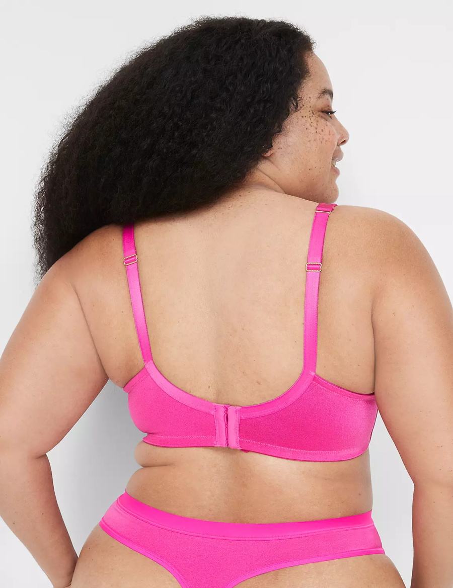 Women Lane Bryant Shimmer Lightly Lined Balconette Bra Dark Fuchsia | RAX878PF