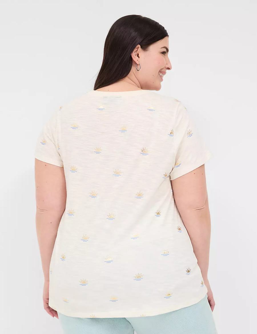 Women Lane Bryant Shimmer Sunshine Graphic Tee T Shirts White | COJ2746XC