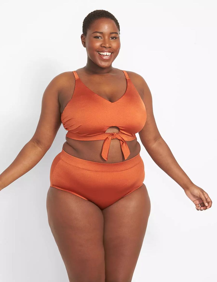 Women Lane Bryant Shimmer Swim Briefs Orange | SQA3295YZ