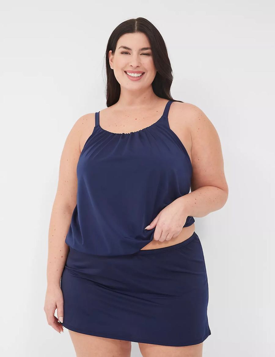 Women Lane Bryant Side Slit Swim Skirts Blue | QNZ4886UY