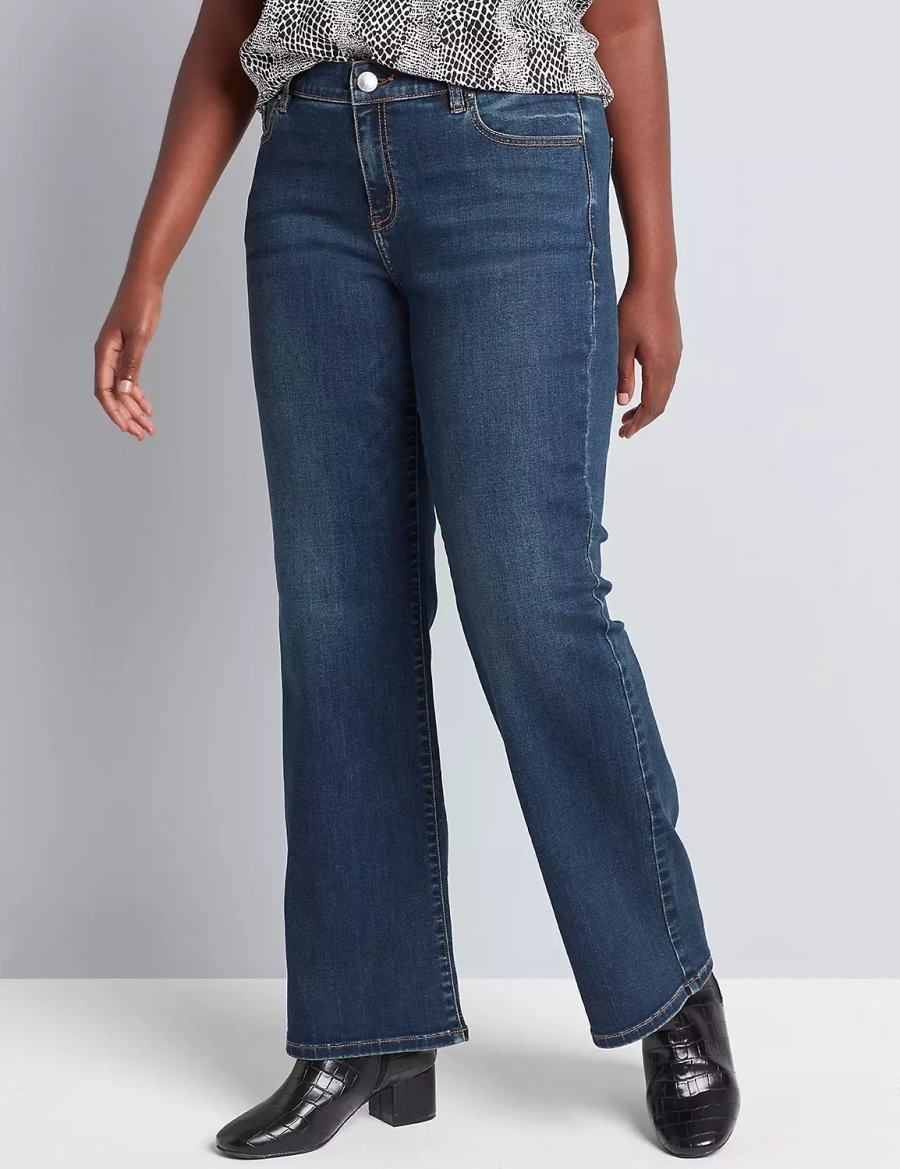 Women Lane Bryant Signature Fit Boot Jeans Dark Blue | QNR2366CG