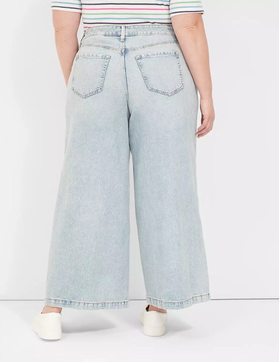 Women Lane Bryant Signature Fit High-Rise Ultra Wide Leg Jeans Light Blue | ZVA6163LX