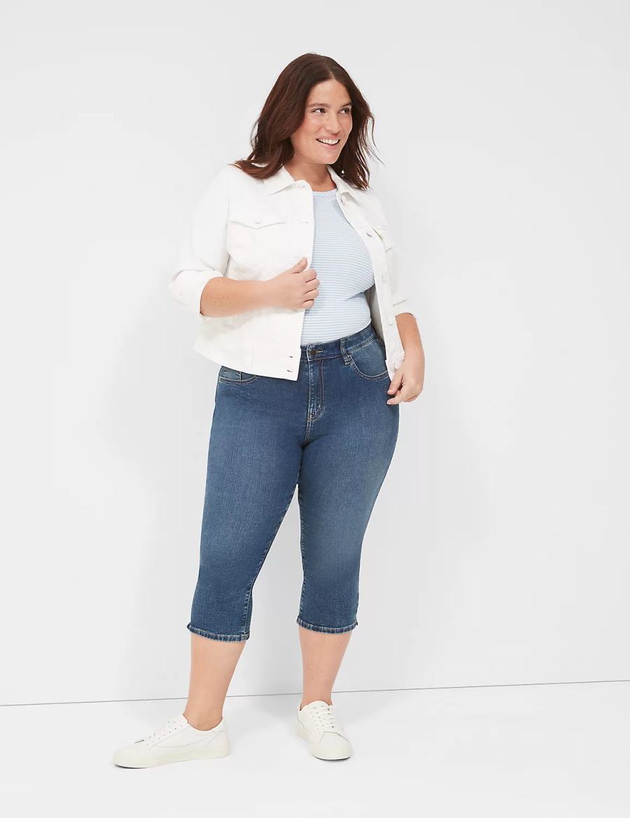 Women Lane Bryant Signature Fit High-Rise Pedal Jeans Dark Blue | GSK2947WP