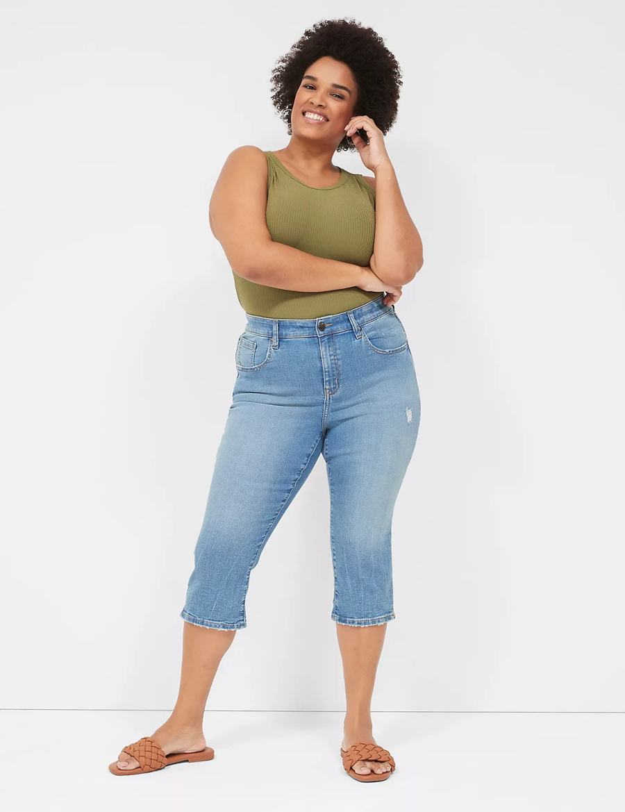 Women Lane Bryant Signature Fit High-Rise Pedal Jeans Blue | OTM722HY