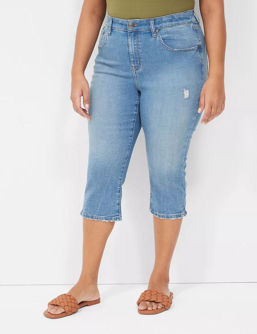 Women Lane Bryant Signature Fit High-Rise Pedal Jeans Blue | OTM722HY