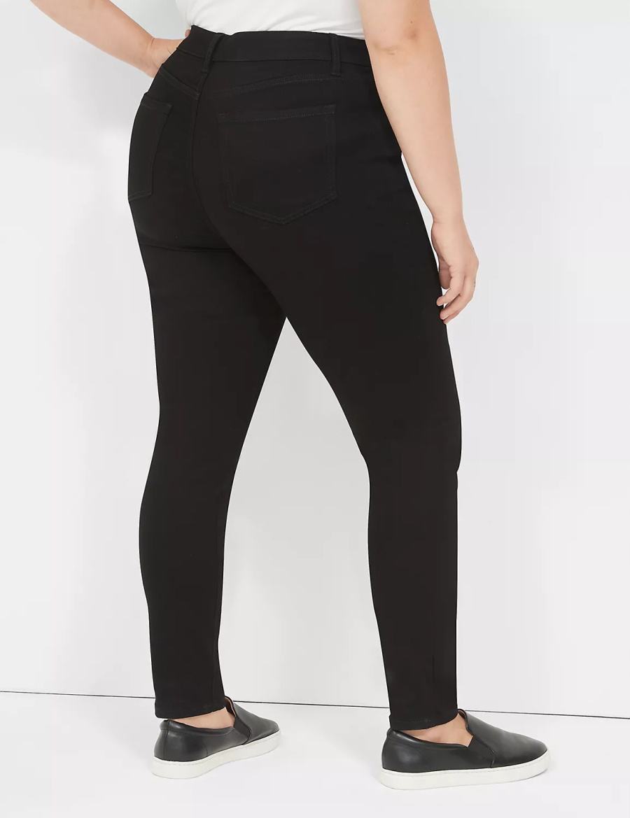 Women Lane Bryant Signature Fit Sateen Skinny Jeans Black | WJI1157ZH