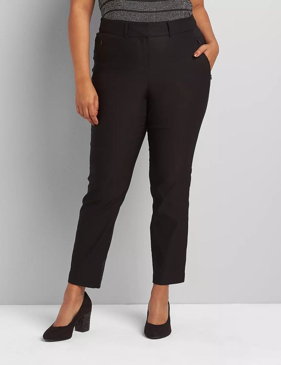 Women Lane Bryant Slim Ankle 4-Season Pants Black | KWM9251RR