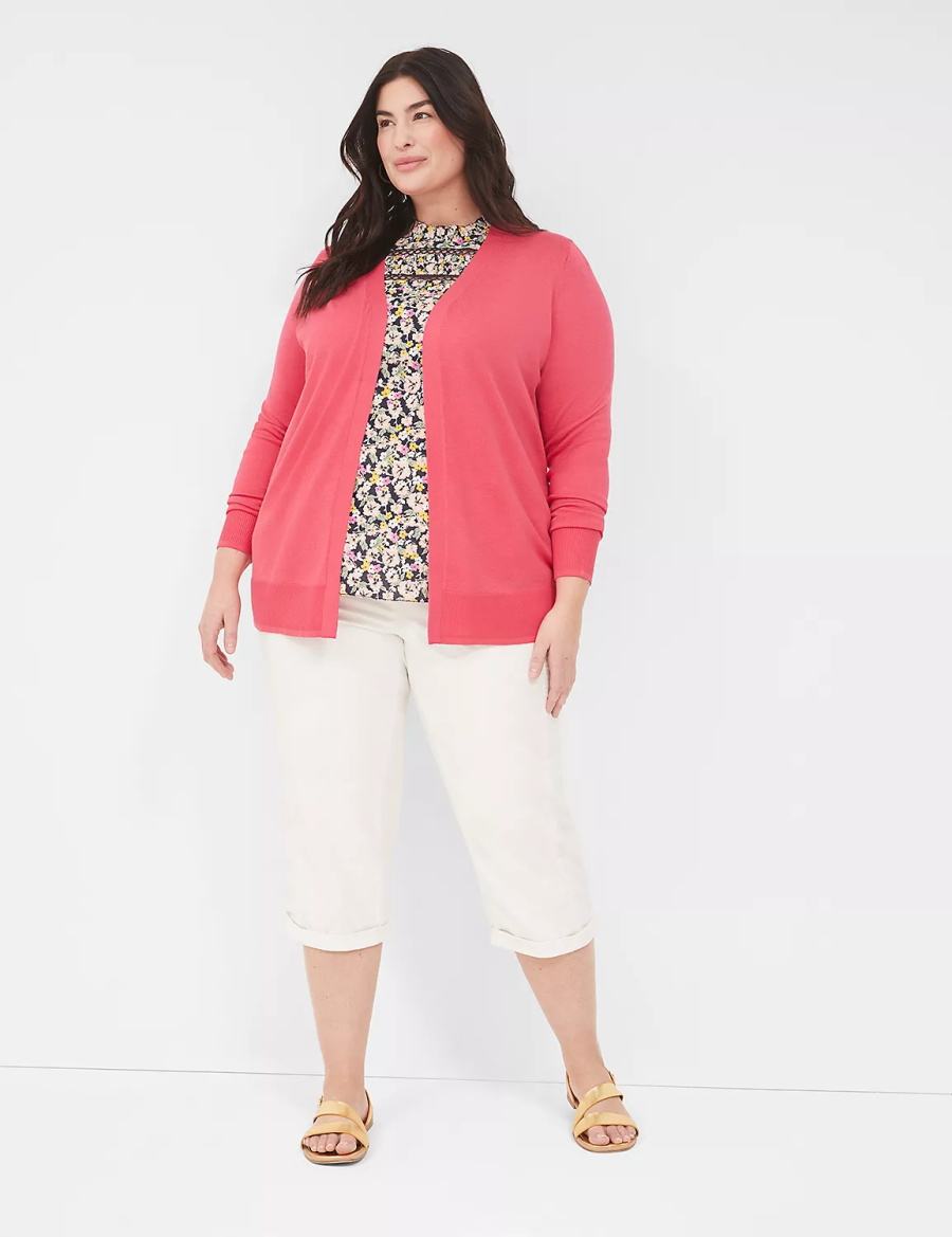 Women Lane Bryant Slub Pull-On Crop Pants White Rose | YYU9398TG