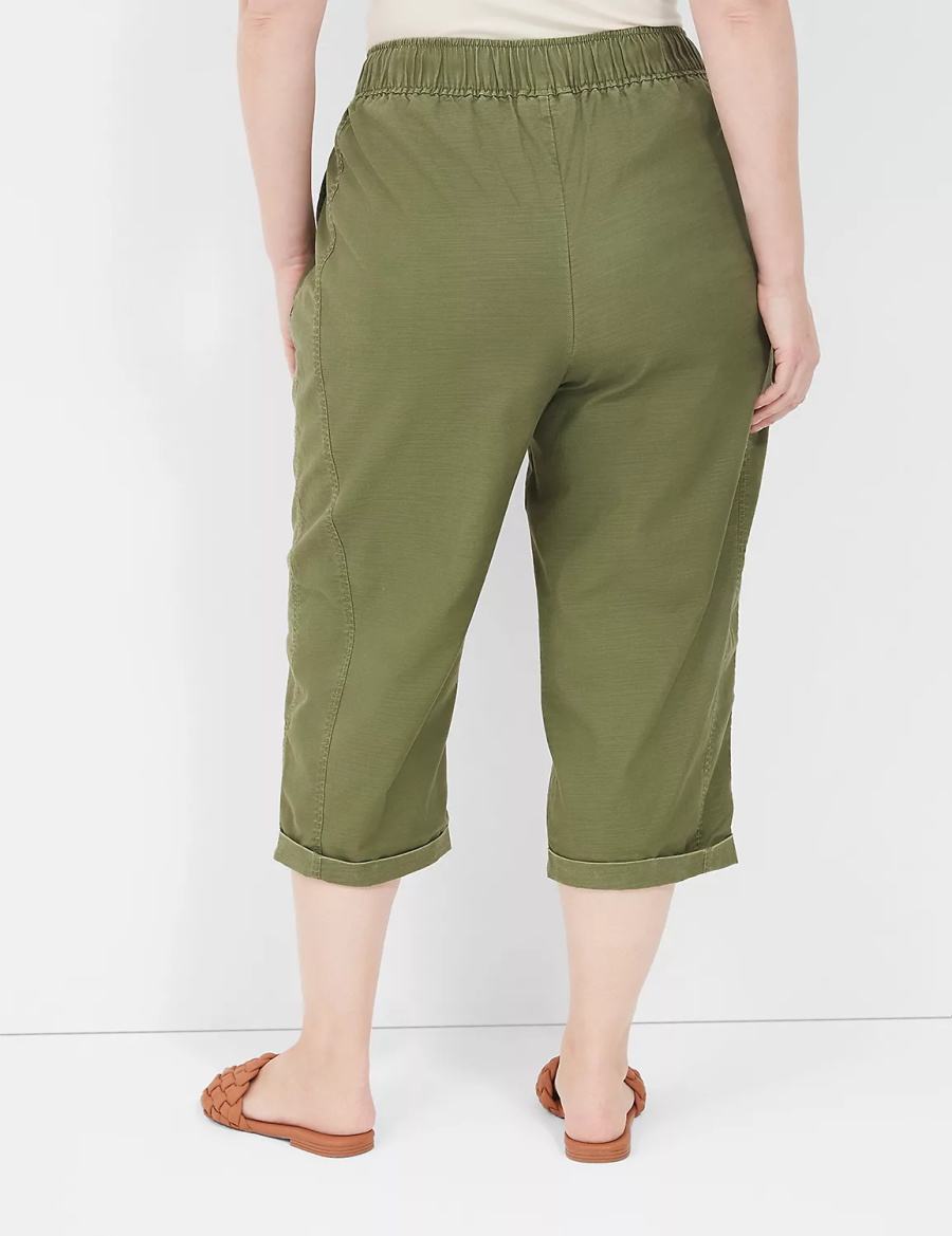 Women Lane Bryant Slub Pull-On Crop Pants Green | LLO8623LN