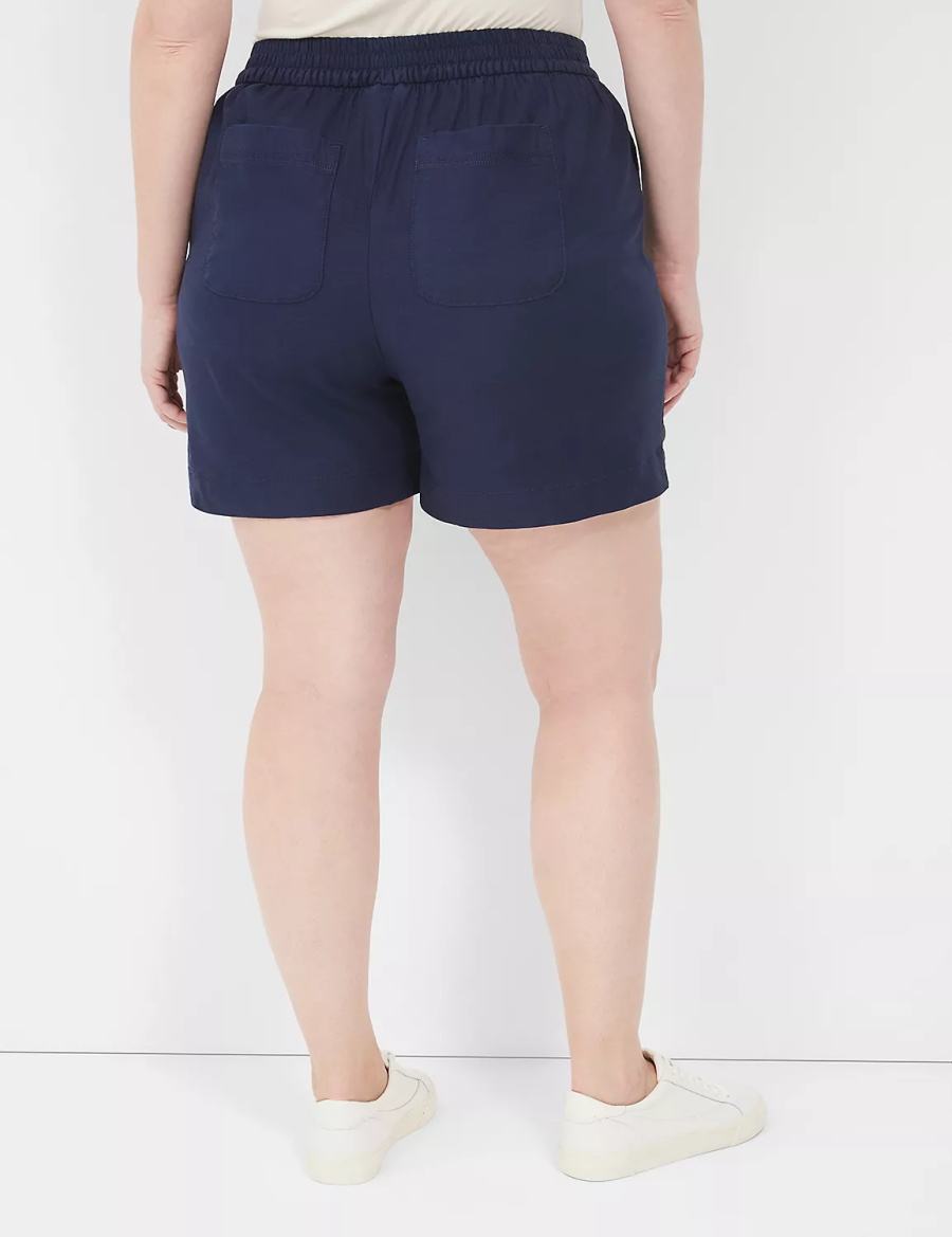 Women Lane Bryant Slub Pull-On Shorts Blue | CTY2698FU