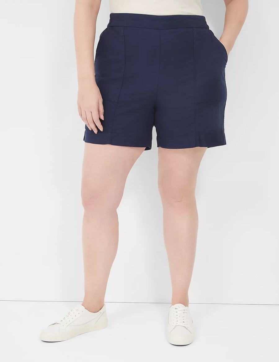 Women Lane Bryant Slub Pull-On Shorts Blue | CTY2698FU