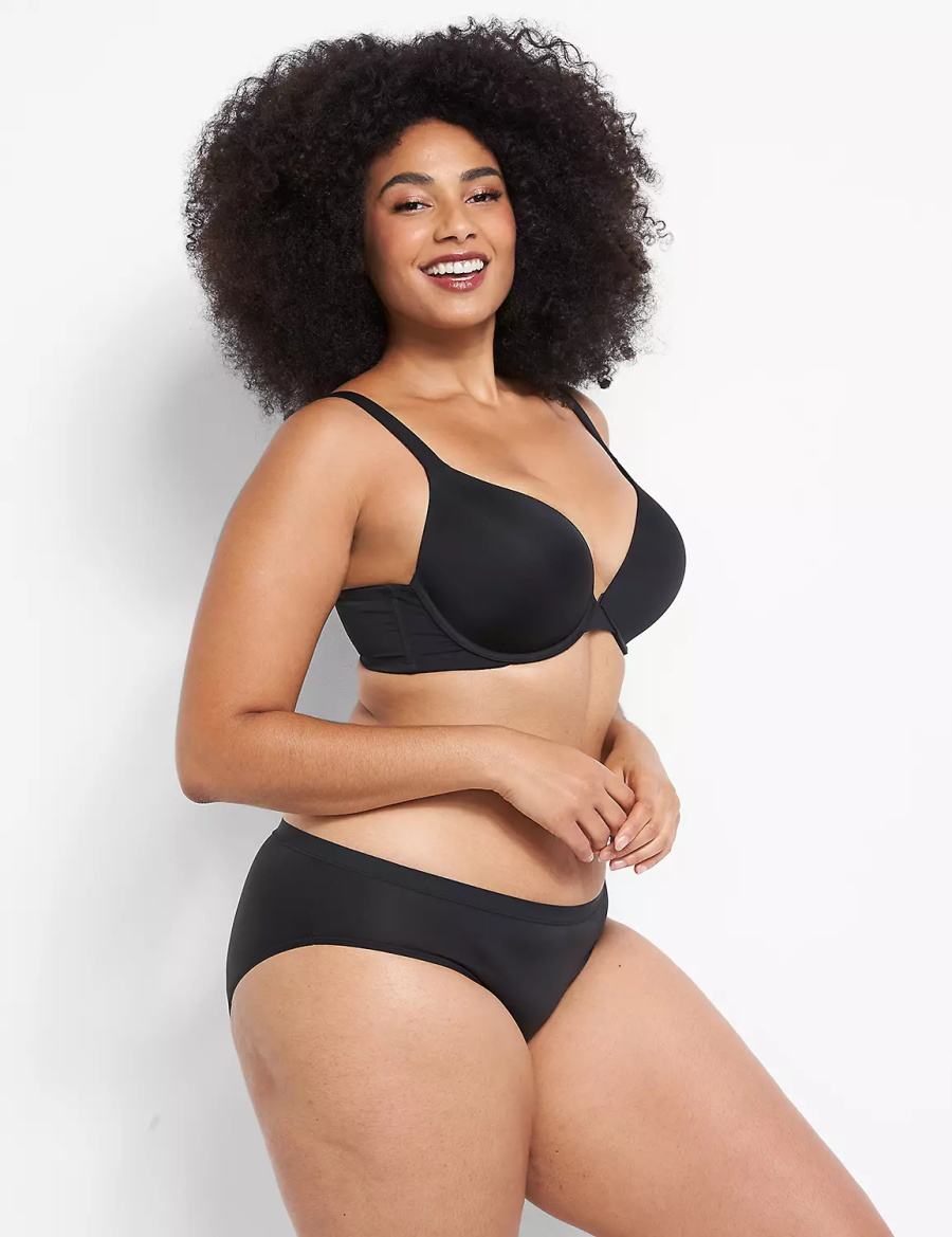 Women Lane Bryant Smooth Boost Plunge Bralettes Black | OHO7546ZB