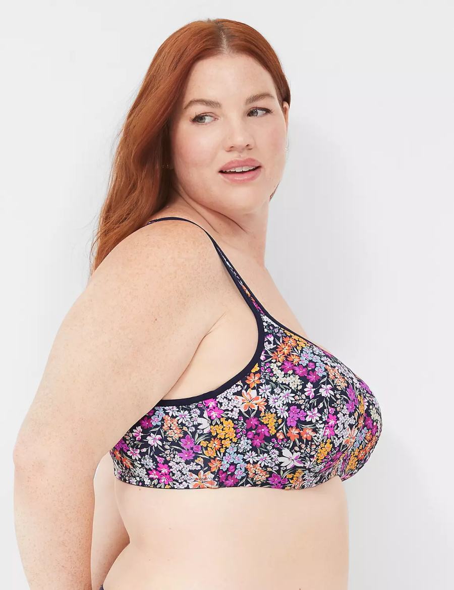 Women Lane Bryant Smooth Lightly Lined Balconette Bra Blue | OXJ2684XY