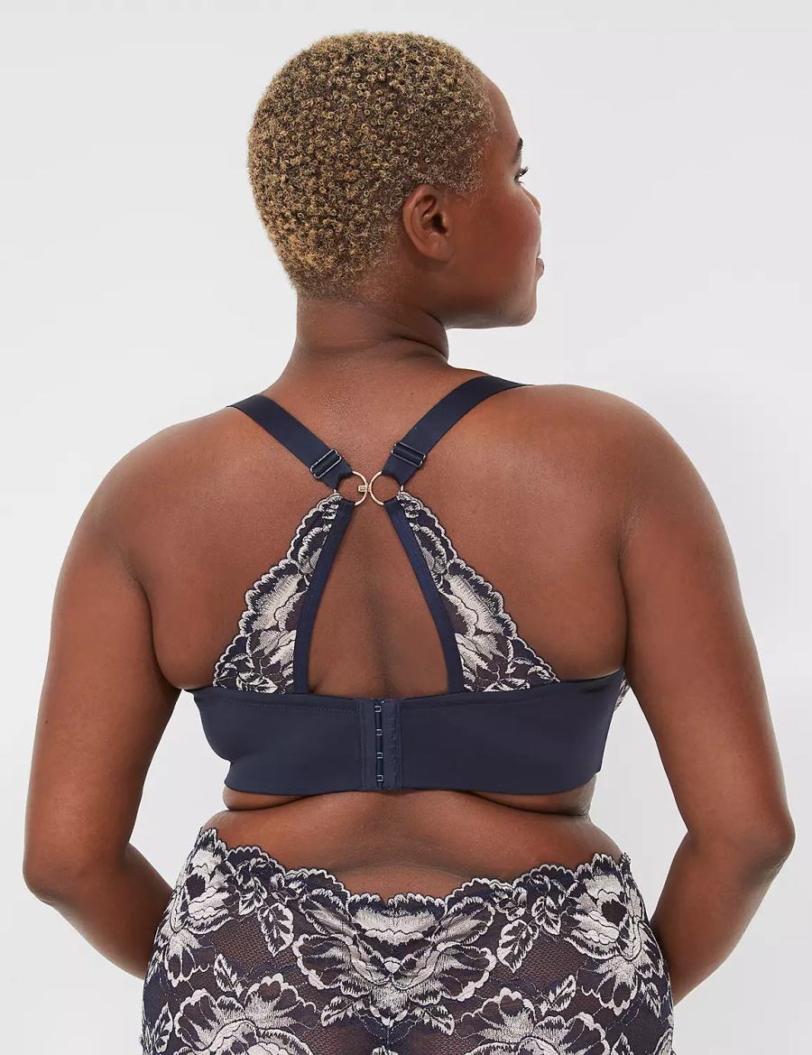 Women Lane Bryant Smooth Lightly Lined Full Coverage With Lace Bralettes Blue | OSA9841VW