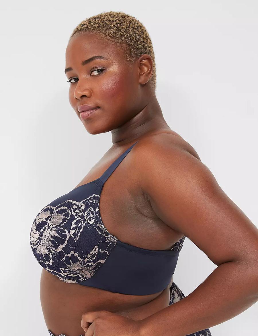 Women Lane Bryant Smooth Lightly Lined Full Coverage With Lace Bralettes Blue | OSA9841VW