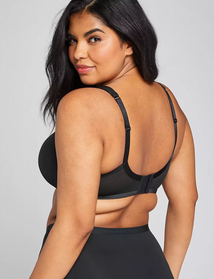 Women Lane Bryant Smooth Lightly Lined Full Coverage Bralettes Black | XEF9832HZ