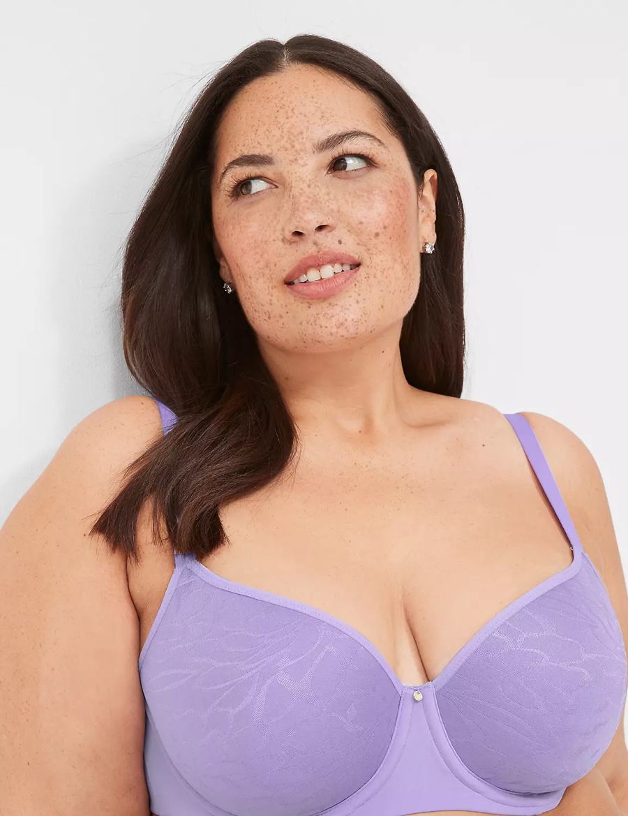 Women Lane Bryant Spacer Lightly Lined Balconette Bra Purple | HOW668GM