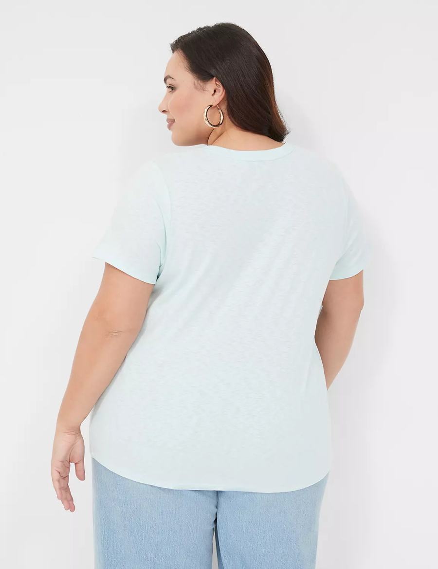 Women Lane Bryant Spring Graphic Tee T Shirts Blue | QIW3376SS