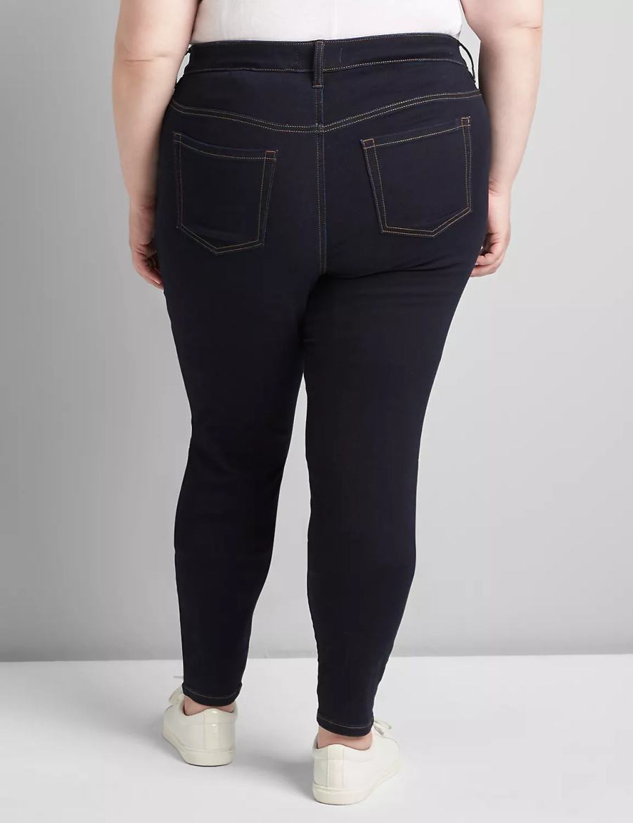 Women Lane Bryant Straight Fit High-Rise Sateen Skinny Jeans Dark Blue | IWD2330UE