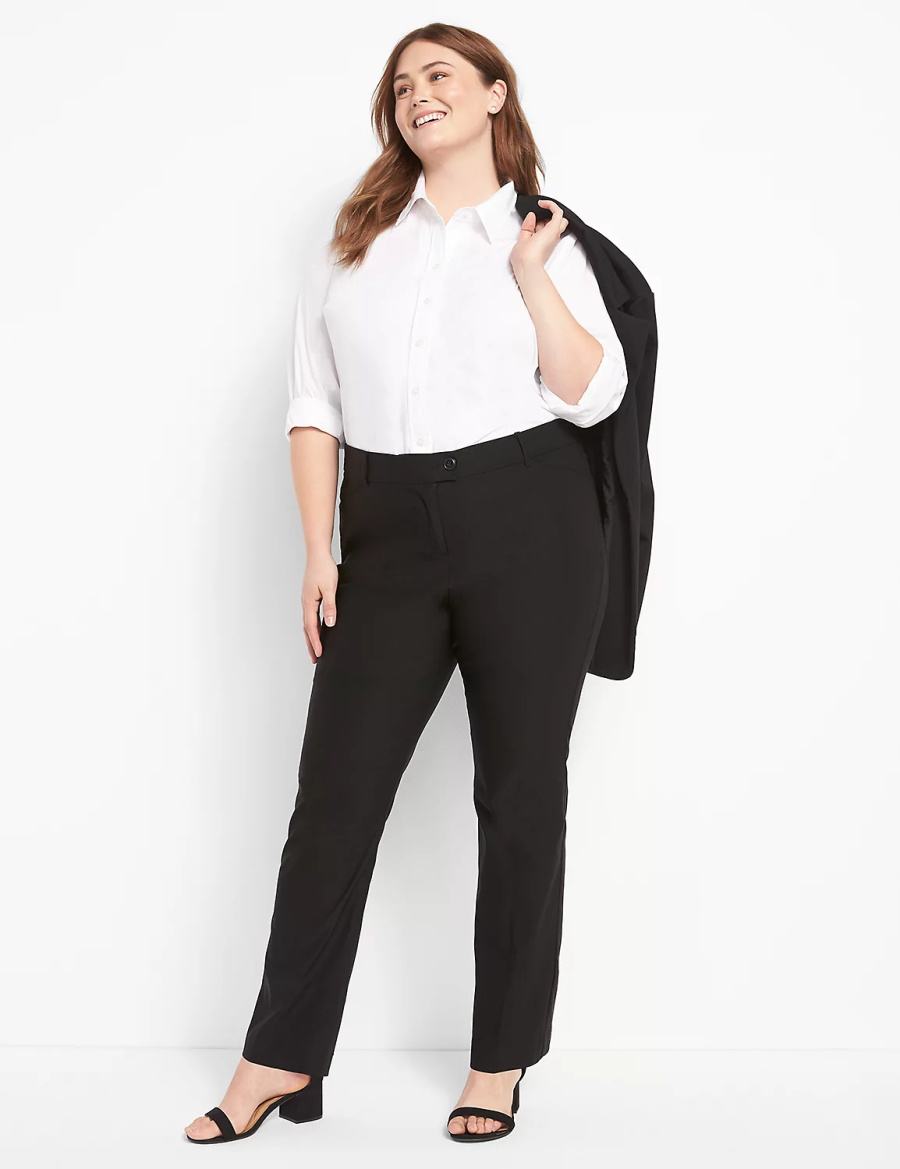 Women Lane Bryant Straight Leg 4-Season Pants Black | BNY6470PV