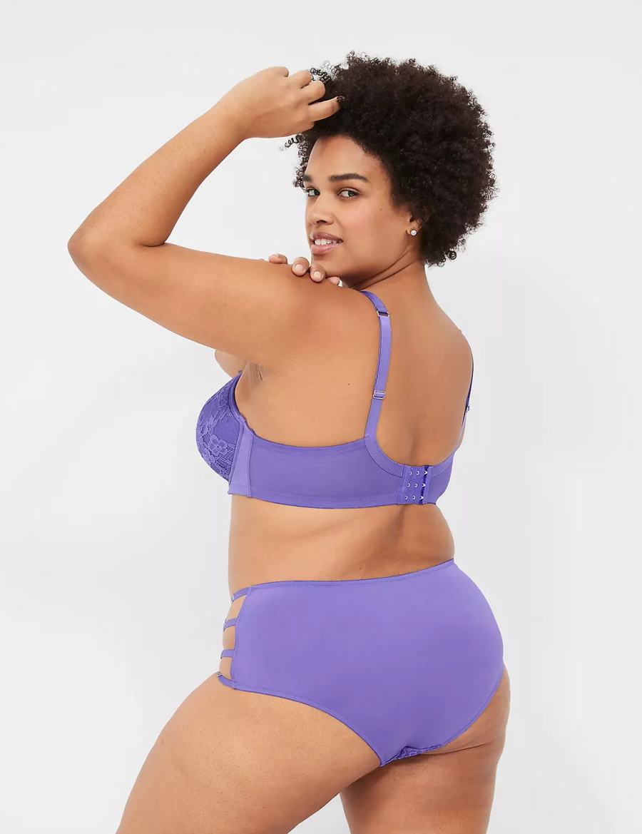 Women Lane Bryant Strappy High-Neck French Balconette Bra Purple | ZEG1982YV