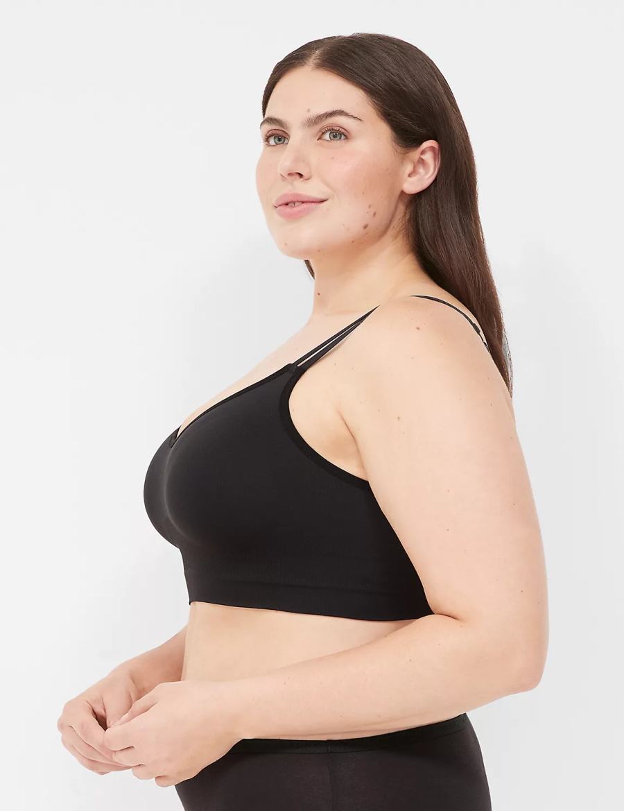 Women Lane Bryant Strappy Seamless Bralettes Black | OBY586DX