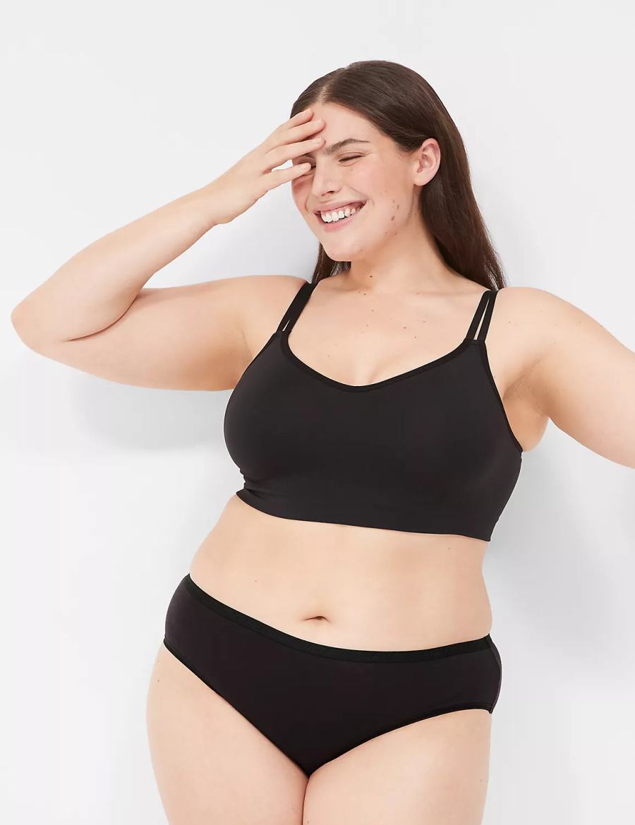 Women Lane Bryant Strappy Seamless Bralettes Black | OBY586DX