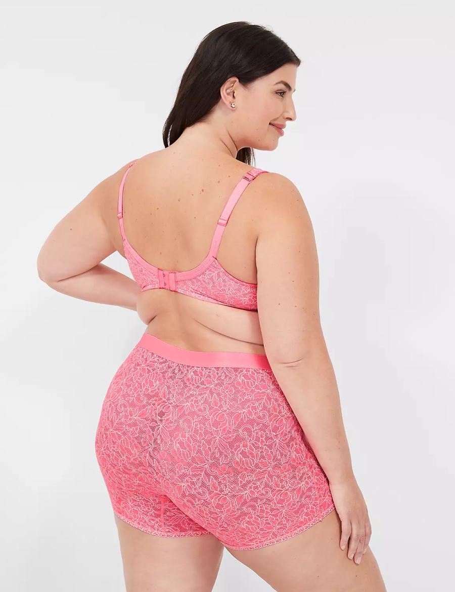 Women Lane Bryant Stretch Lace Boxer Briefs Pink | KOD3230LV