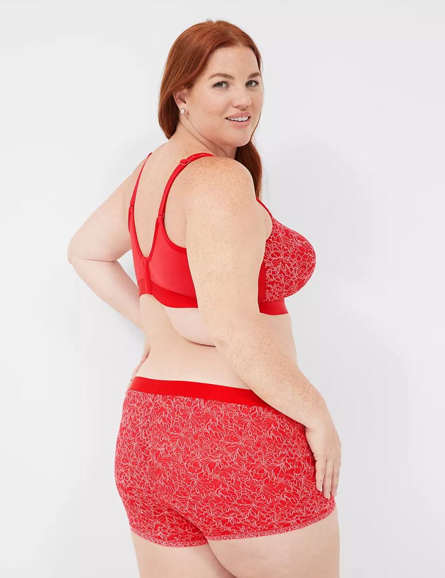 Women Lane Bryant Stretch Lace Boyfriend Briefs Red | FXY1598KG