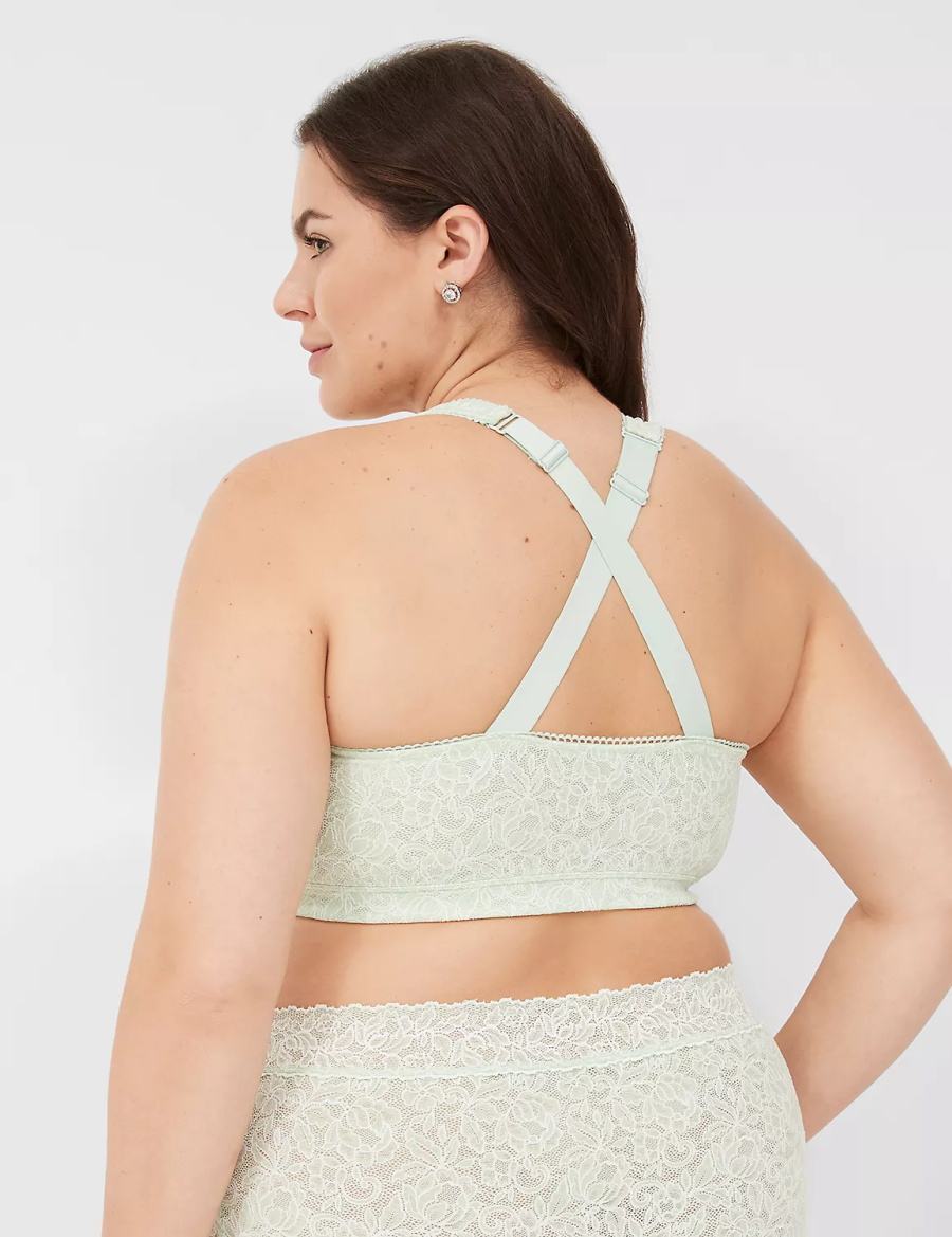 Women Lane Bryant Stretch Lace Bralettes Light Green | DOQ8841ZJ