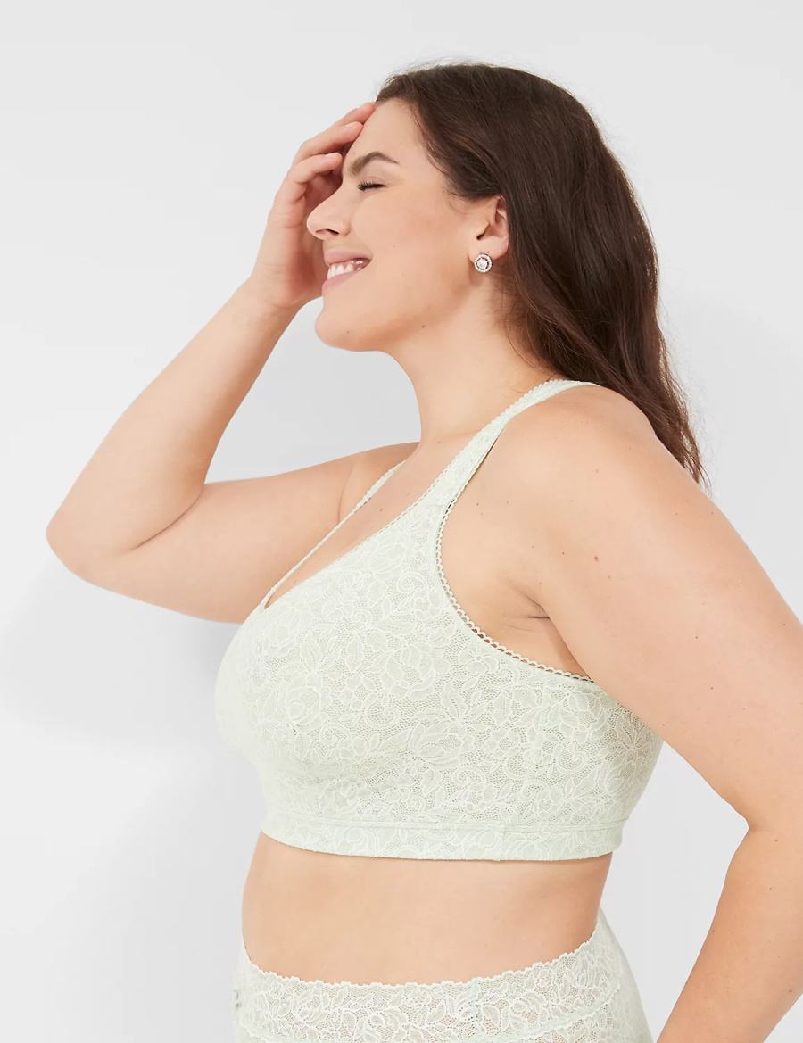 Women Lane Bryant Stretch Lace Bralettes Light Green | DOQ8841ZJ