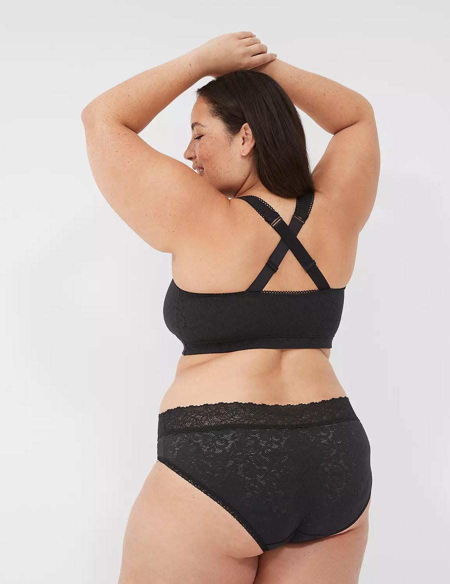 Women Lane Bryant Stretch Lace Bralettes Black | SHS4289PC