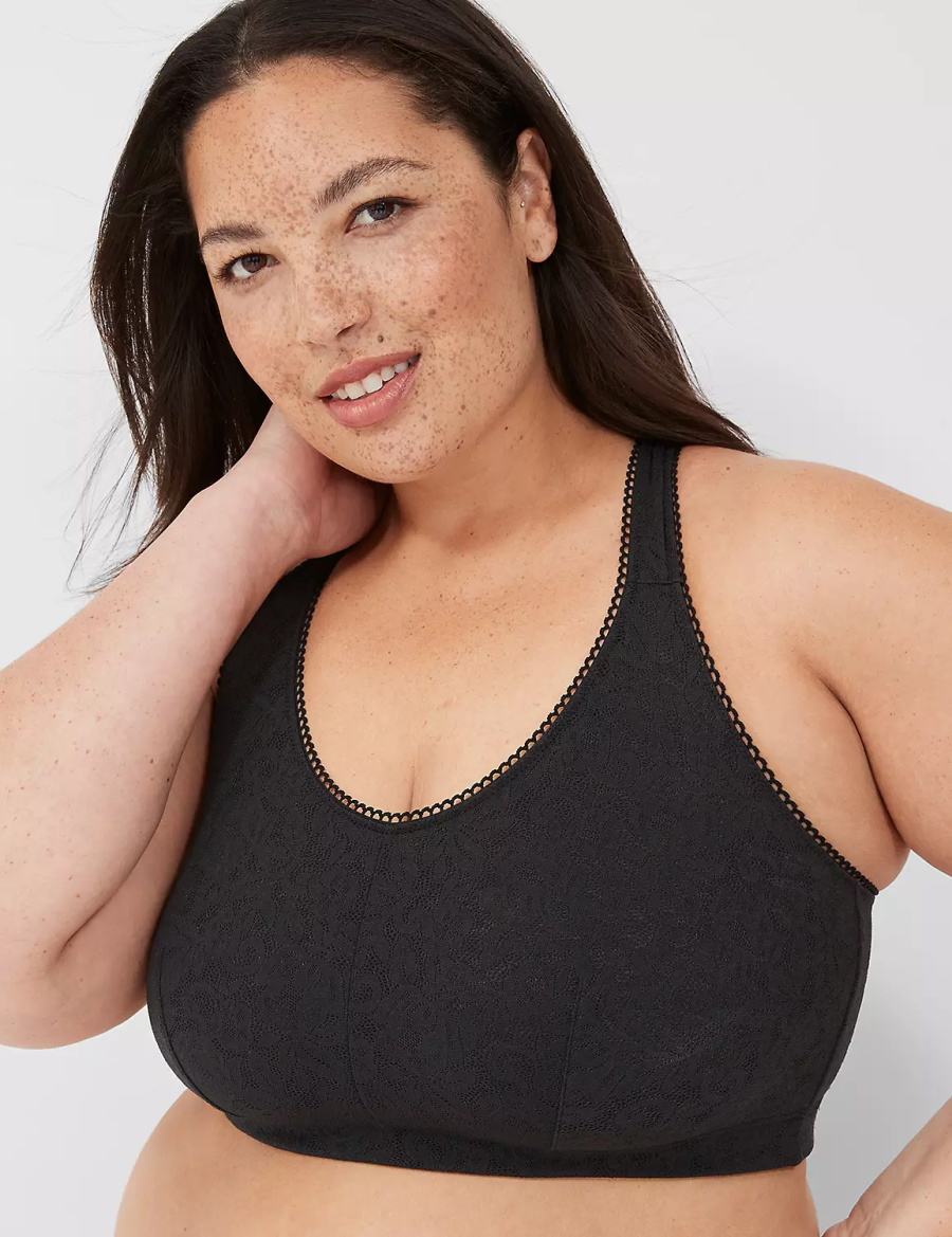 Women Lane Bryant Stretch Lace Bralettes Black | SHS4289PC