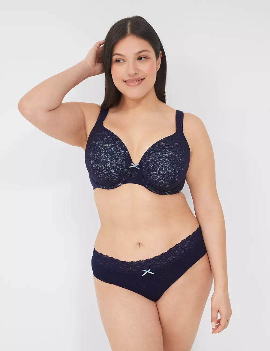 Women Lane Bryant Stretch Lace Cheeky Panty Blue | YTK6176UO