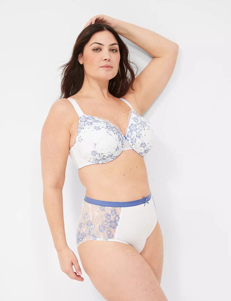 Women Lane Bryant Stretch Lace Full Briefs White | OQT4343TA