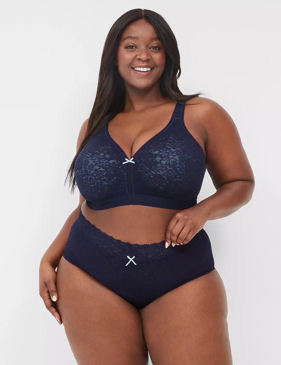 Women Lane Bryant Stretch Lace High-Leg Briefs Blue | KAA6026NM