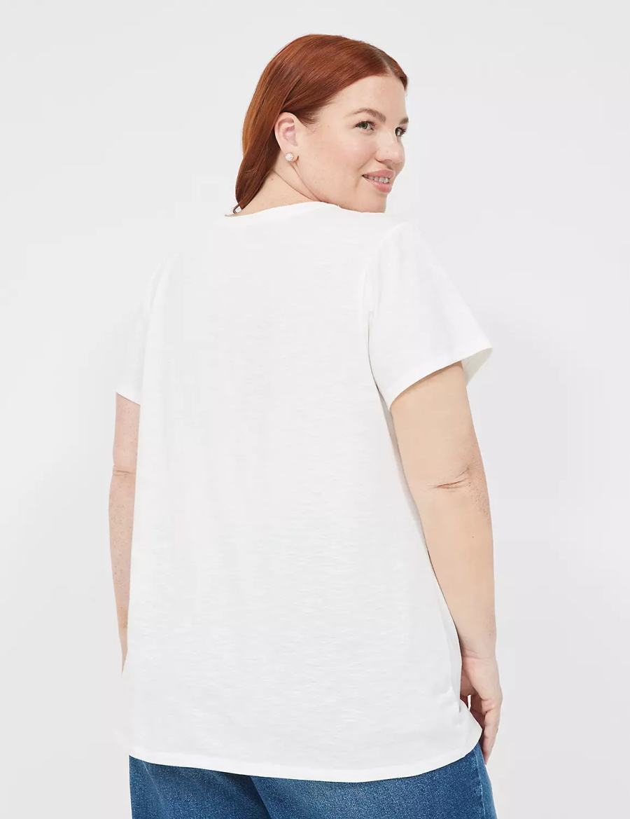 Women Lane Bryant Sunset Chaser Graphic Tee T Shirts White Rose | MAP2676IZ