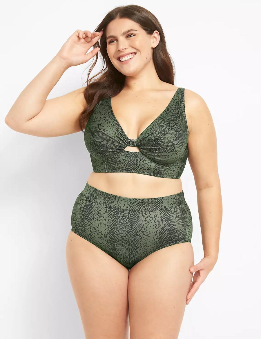 Women Lane Bryant Swim Briefs Dark Green | RRF4423CX