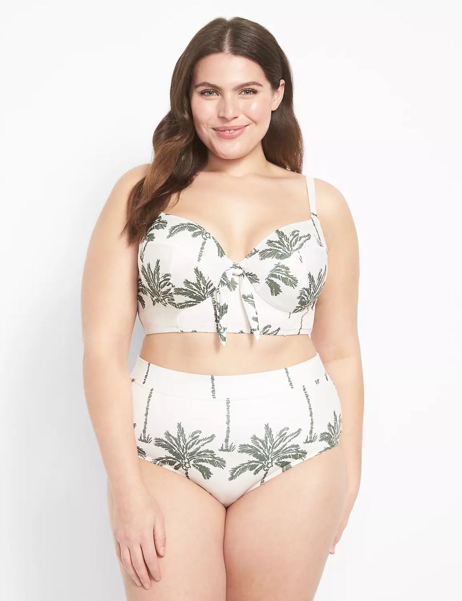 Women Lane Bryant Swim Briefs White Multicolor | LTN6464AA