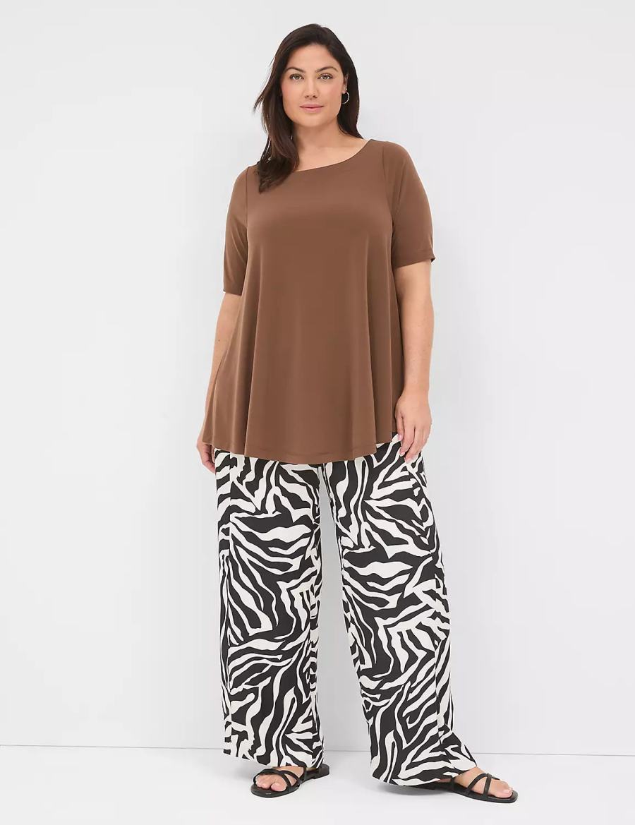 Women Lane Bryant Swing Boatneck Top T Shirts Brown | KSU8494BV