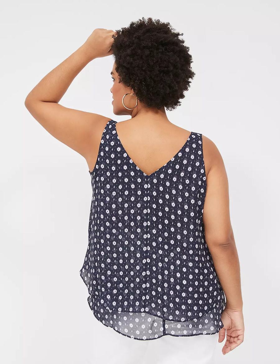 Women Lane Bryant Swing Double-Layer Chiffon Tank Top Purple | RQO571EL