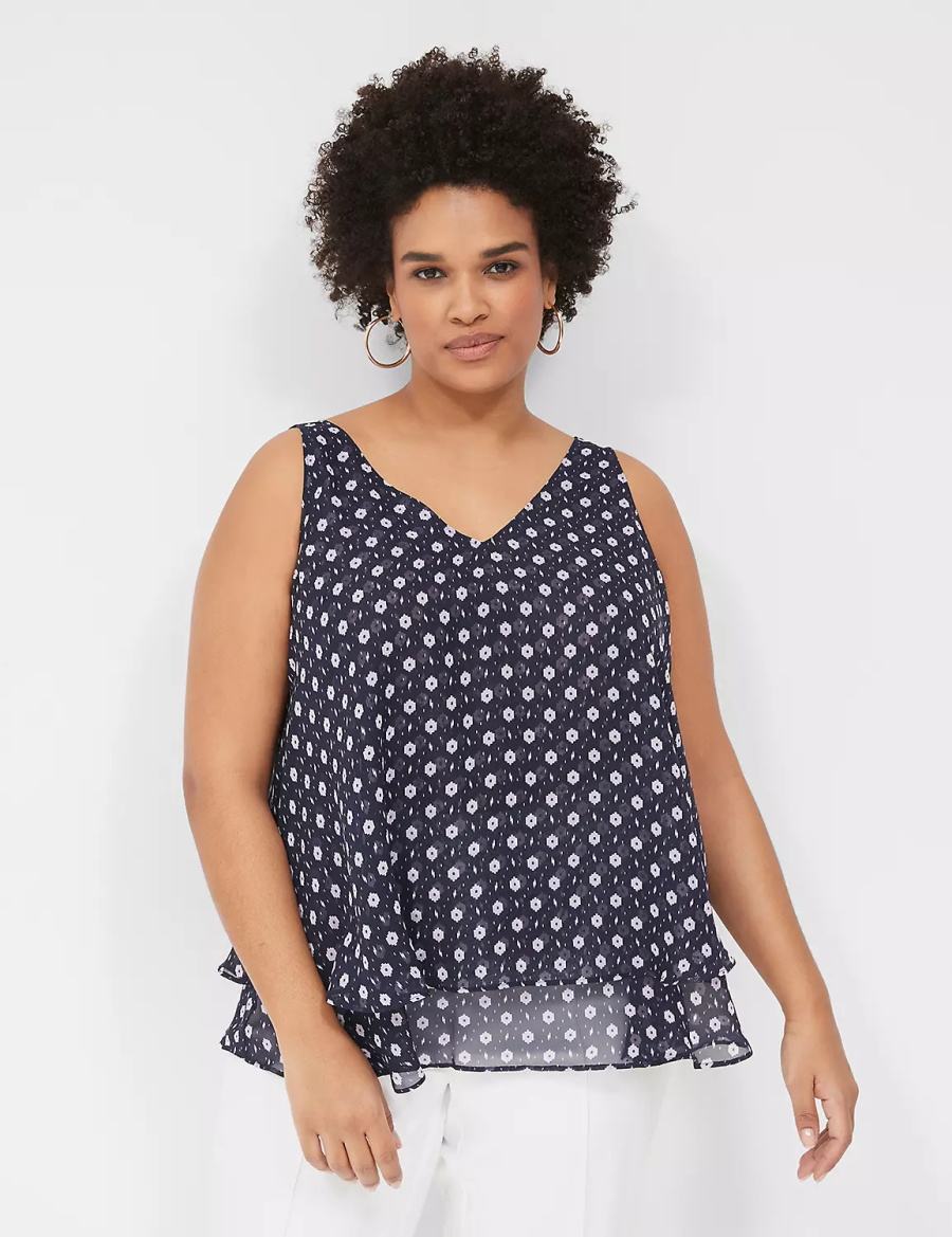 Women Lane Bryant Swing Double-Layer Chiffon Tank Top Purple | RQO571EL